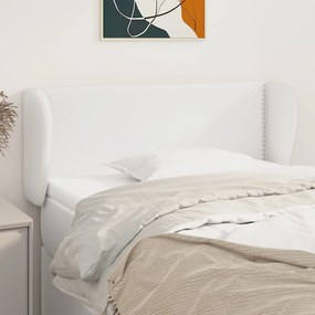 Tablie de pat cu aripioare alb 83x23x78 88 cm piele ecologica 1, Alb, 83 x 23 x 78 88 cm