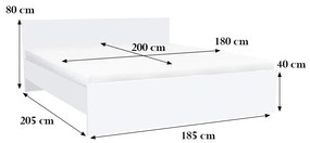 Pat dublu Miami fără cadru de pat 180x200 cm alb-alb