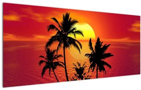 Tablou - Silueta insulei cu palmieri (120x50 cm)