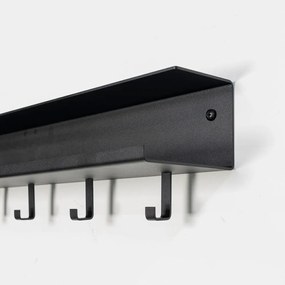 Cuier de perete negru cu raft din metal Easy – Spinder Design