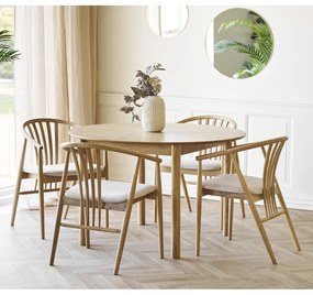 Masă de dining rotundă extensibilă cu aspect de lemn de stejar cu blat suplimentar ø 120 cm Bundaberg – House Nordic