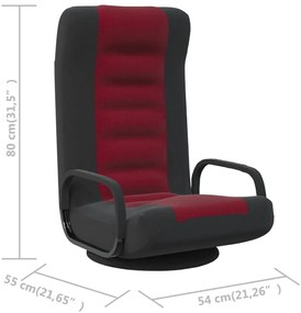 Scaun de podea pivotant, negru si rosu vin, material textil 1, black and wine red