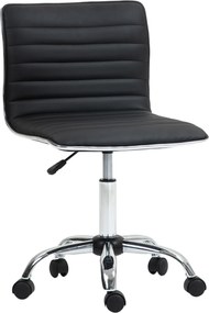 HOMCOM Scaun Ergonomic de Birou din Piele Ecologică cu Înălțime Reglabilă, Șezut Rotativ și 5 Rotile, 48x52x90 cm, Negru | Aosom Romania
