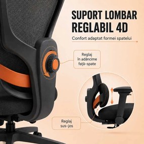 Scaun ergonomic din mesh cu suport lombar reglabil și suport pentru picioare SYYT 9523 negru