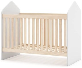 Pătuț alb/în culoare naturală cu aspect de lemn de pin 60x120 cm Estefania – Marckeric