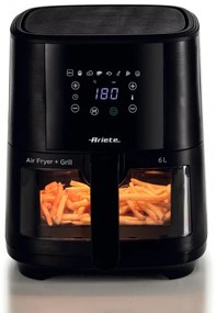 Friteuza cu aer cald Ariete MAXI 4626/00, 1300 W, 6 L, 8 programe, 35-200°C, Panou tactil LCD, Negru