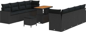 vidaXL Set de canapele pentru grădină cu pernă 12 pcs Negru poliratan
