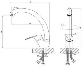 Baterie pentru chiuvetă Aqualine KASIOPEA, 24 cm, crom lucios