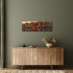 Tablou cu căsuțele colorate (cu ceas) (90x30 cm)