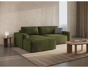 Colțar verde închis extensibil cu tapițerie din țesătură bouclé (cu colț pe partea stângă ) Jodie – Micadoni Home