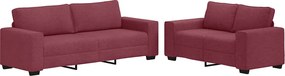 vidaXL Set canapea cu perne, 2 piese, roșu vin, material textil