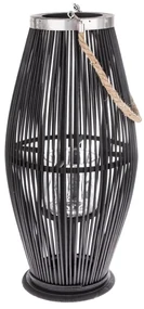 Lanterna din bambus cu sticlă Libre negru, 40 x 21cm
