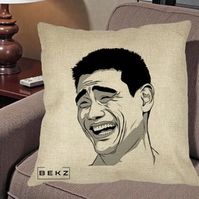 Perna Decorativa Yao Ming Meme, 40x40 cm, Crem, Husa Detasabila, Perna Inclusa, BEKZ®