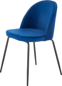 Scaun modern K314, albastru/negru, stofa catifelata/metal, 49x50x80 cm