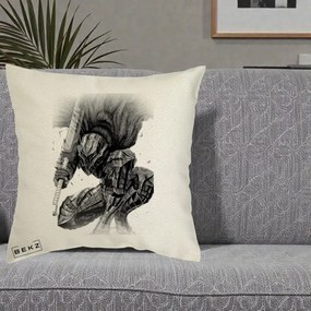 Perna Personalizata Berserk Guts Armor of Darkness Manga, 40x40 cm, Ecru, Husa Detasabila, Perna Inclusa, BEKZ®