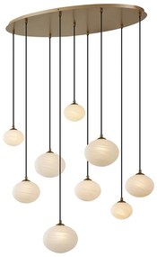 Lampa suspendată Art Deco aurie cu sticlă opal 9 lumini - Yani
