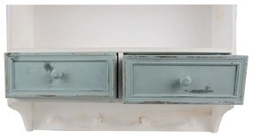 Etajeră de perete shabby chic din lemn alb cu două sertare, 56x13x60 cm, „Avallon”