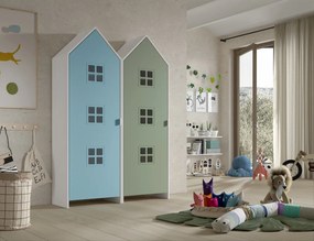 Set 2 dulapuri pentru copii Casami Bruges tip căsuță de plajă – Blue Ballet și Entangled Green – Vipack