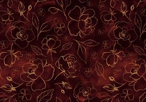 Fototapet - Flori aurii și frunze (254x184 cm)
