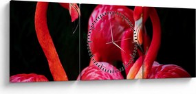 Tablou cu flamengo roșii (cu ceas) (90x30 cm)