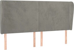 vidaXL Tăblie de pat cu aripioare gri deschis 163x23x118/128cm catifea