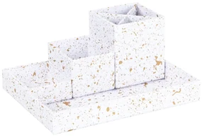 Organizator de birou cu 4 piese Bigso Box of Sweden Lena, alb-auriu