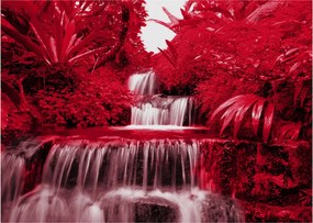 Tablou pe sticlă - Cascade indoneziene în roșu (70x50 cm)