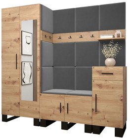 Set mobilier pentru hol Amanda 13 (Stejar artisan + gri închis). 1085968