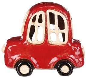 Suport lumânare Car roșu, ceramică, 16 x 9 x 14 cm