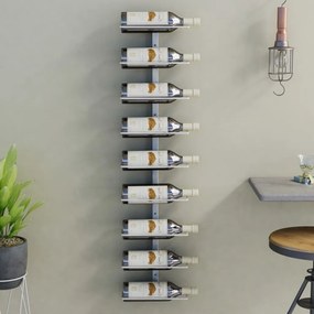 Suport sticle de vin, de perete, 9 sticle, alb, fier Alb, 1, 9