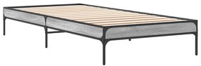 845059 vidaXL Cadru de pat, gri sonoma, 75x190 cm, lemn prelucrat și metal
