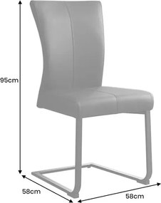 Set de 2 scaune, Metal, Piele Naturala, Gri Taupe, SAMSON A-45173 VC