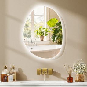 HOMCOM Oglindă de Baie LED cu Comutator Tactil Inteligent și  Intensitate Reglabilă, 80x5x60 cm, Argintiu | Aosom Romania