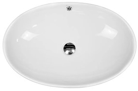 Lavoar pe blat alb lucios 64 cm, oval, cu preaplin, Fluminia Nil