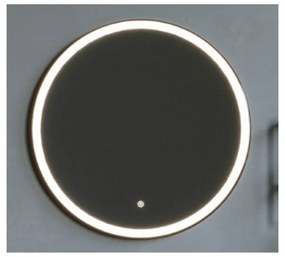 Oglindă Fluminia, Black-Boy-60, rotundă, iluminare LED și dezaburire, ramă neagră
