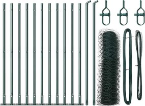 vidaXL Stâlp de gard. Verde 25 x 0,5 m (plasă de 50 mm) Oțel