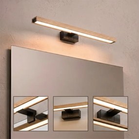 Brilagi - Iluminare LED pentru oglindă de baie 3în1 WOODY MIRROR LED/12W/230V IP44 negru/stejar
