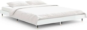 vidaXL Cadru de pat, alb extralucios, 135x190 cm, lemn prelucrat
