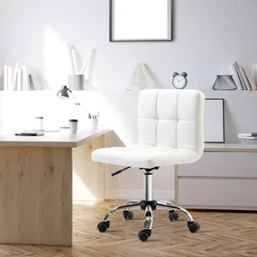 HOMCOM scaun rotativ din piele sintetica, 46x51x76-88cm, alb | Aosom Romania