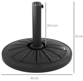 Outsunny Suport 13kg din Ciment pentru Umbrelă Soare, Bază Rotundă Rezistentă 48mm, Negru | Aosom Romania