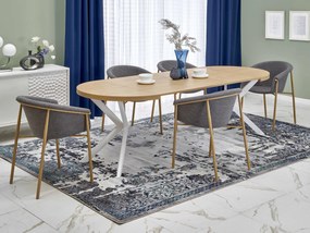Masă de sufragerie extensibilă 100-250 cm Pepeera (alb + auriu) (pentru 6 8 persoane). 1049334
