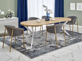 Masă de sufragerie extensibilă 100-250 cm Pepeera (alb + auriu) (pentru 6 8 persoane). 1049334