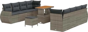 vidaXL Set de canapele pentru grădină 11 pcs Gri Rattan poli