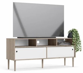 Comoda TV in decor de stejar Jackson Hickory Culoare alba, ELISEO