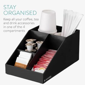 Organizator pentru cafea si ceai Navaris cu 4 compartimente, Negru, 55854.01