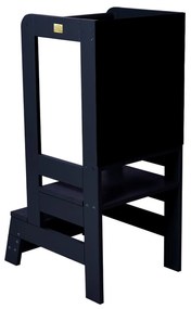 Inaltator Learning Tower Ajustabil cu tabla de scris, Ajutor de bucatarie MeowBaby  , lemn Negru