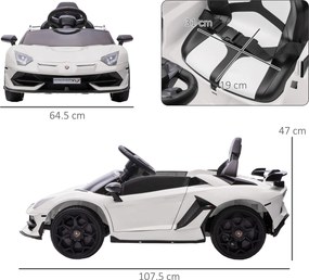 HOMCOM Mașinuță Electrică pentru Copii 3-5 Ani cu Uși Fluture, Mașinuță Electrică cu Telecomandă, 107,5x63x42 cm, Alb | Aosom Romania