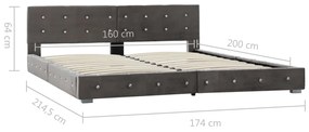 Cadru de pat, gri, 160 x 200 cm, catifea Gri, 160 x 200 cm