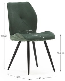 Scaune de dining verzi 2 buc. din catifea reiată Adaya – Marckeric