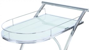 Masuta/Carucior pentru servire din sticla securizata James, 62x45x70 cm, alb/crom